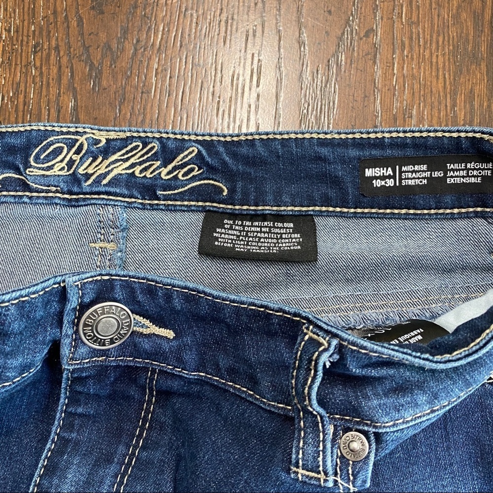 Buffalo David Bitton Misha Mid to Hi Rise Straight Leg Stretch 10x30 Dark Wash - Picture 3 of 11